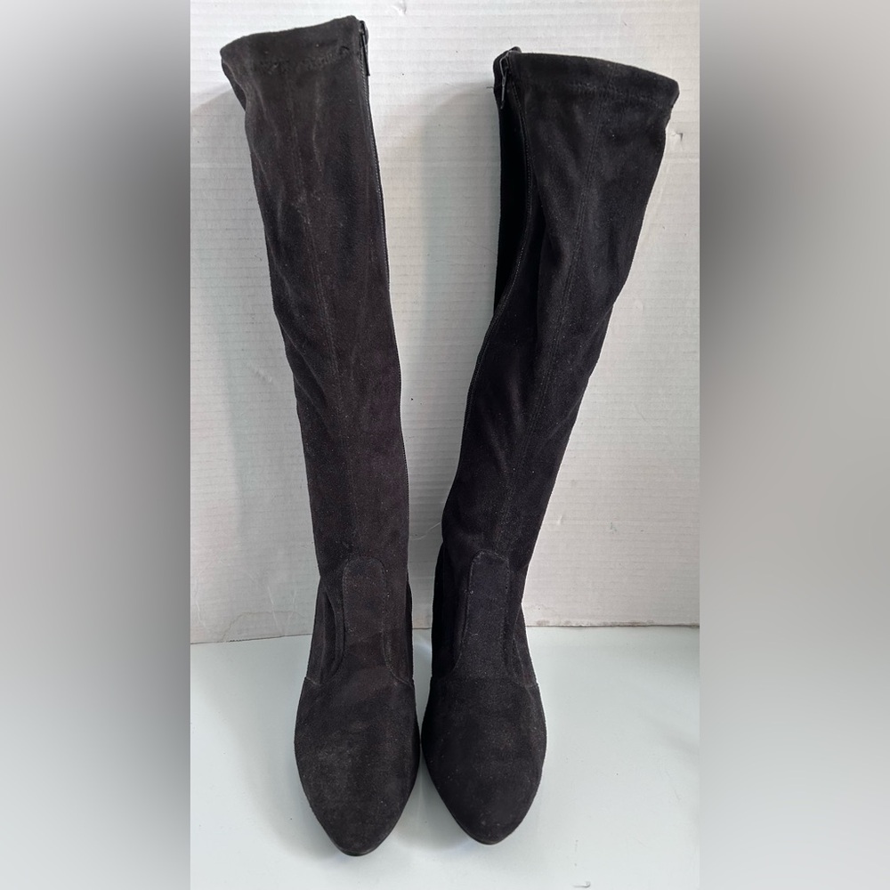 BHS Black Suede Women's Knee-High Boots UK 4